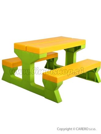 Detský záhradný nábytok - Stôl a lavičky Žltá 