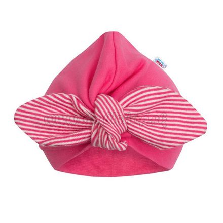 Dievčenská čiapočka turban New Baby For Girls stripes ružová 86 (12-18m)