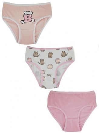 Dievčenské bavlnené nohavičky, Cat - 3ks v balení, ružovo/biele, veľ. 134/140 cm