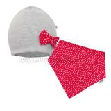 Dojčenská čiapočka s šatkou na krk New Baby Missy sivo-červená Červená 80 (9-12m)