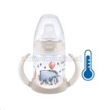 Dojčenská fľaša na učenie NUK Medvedík Pú s kontrolou teploty 150 ml béžová oslík béžová 