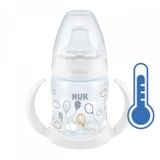 Dojčenská fľaša na učenie NUK s kontrolou teploty 150 ml biela 