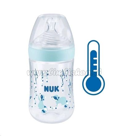 Dojčenská fľaša NUK Nature Sense s kontrolou teploty 260 ml modrá 