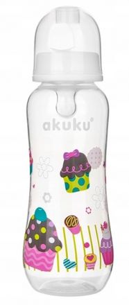 Dojčenská, plastová fľaštička Akuku, Torta, 250 ml - biela