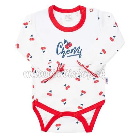 Dojčenské bavlnené body s dlhým rukávom New Baby Cherry Červená 80 (9-12m)