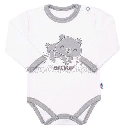 Dojčenské bavlnené body s dlhým rukávom New Baby Cute Bear biela 86 (12-18m)