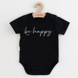 Dojčenské bavlnené body s krátkym rukávom New Baby Be Happy Čierna 62 (3-6m)