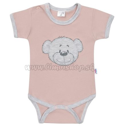 Dojčenské bavlnené body s krátkym rukávom New Baby BrumBrum old pink grey ružová 62 (3-6m)