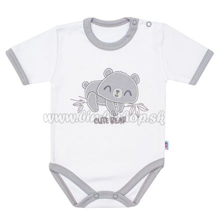 Dojčenské bavlnené body s krátkym rukávom New Baby Cute Bear biela 80 (9-12m)