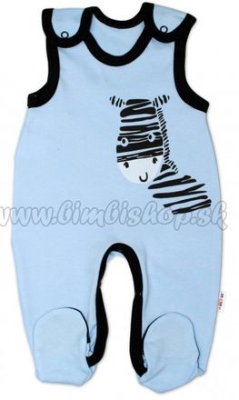 Dojčenské bavlnené dupačky Baby Nellys, Zebra - modré, velˇ. 74