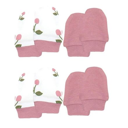 Dojčenské bavlnené rukavičky Nicol Emily 4 páry ružová 0-6 m