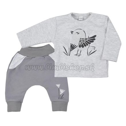 Dojčenské bavlnené tepláčky a tričko Koala Birdy sivé sivá 56 (0-3m)