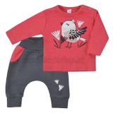 Dojčenské bavlnené tepláčky a tričko Koala Birdy tmavo ružové ružová 56 (0-3m)