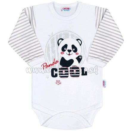 Dojčenské body s dlhým rukávom New Baby Panda sivá 80 (9-12m)