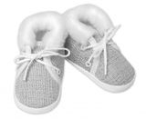 Dojčenské capáčky/topánočky na šnurovanie s kožúškom, Baby Nellys, sivé, vel. 62/68