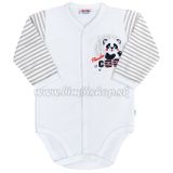 Dojčenské celorozopínacie body s dlhým rukávom New Baby Panda sivá 62 (3-6m)