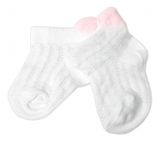 Dojčenské žakárové ponožky so vzorom, Srdiečko, biele