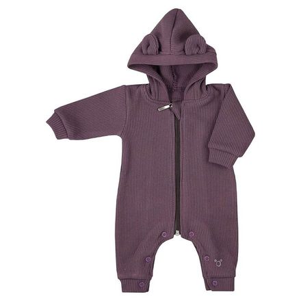 Dojčenský bavlnený overal s kapucňou a uškami Koala Pure purple fialová 56 (0-3m)