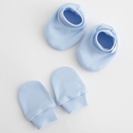 Dojčenský bavlnený set-capačky a rukavičky New Baby modrá 0-6m modrá 0-6 m