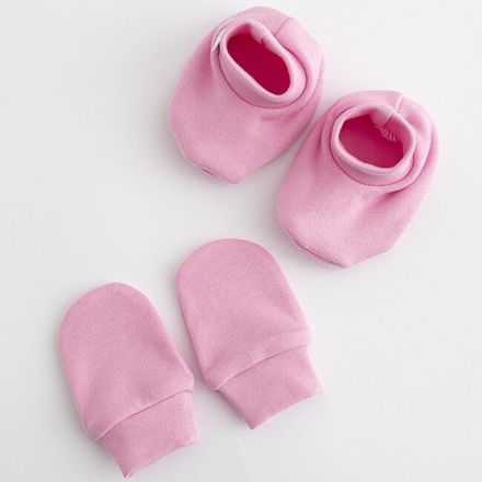 Dojčenský bavlnený set-capačky a rukavičky New Baby ružová 0-6m ružová 0-6 m