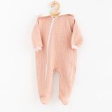 Dojčenský mušelínový overal s kapucňou New Baby Comfort clothes ružová 68 (4-6m)
