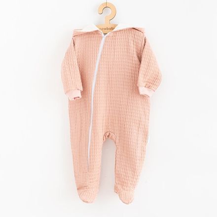 Dojčenský mušelínový overal s kapucňou New Baby Comfort clothes ružová 68 (4-6m)