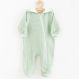 Dojčenský mušelínový overal s kapucňou New Baby Comfort clothes šalviová zelená 80 (9-12m)