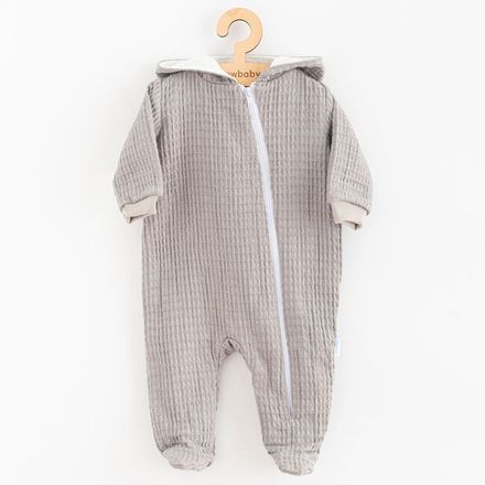 Dojčenský mušelínový overal s kapucňou New Baby Comfort clothes sivá 62 (3-6m)