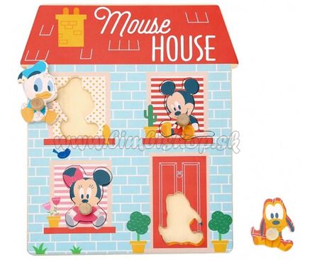 Drevené Disney puzzle, domček pre najmenších Mickey a priatelia, 24 x 30 cm