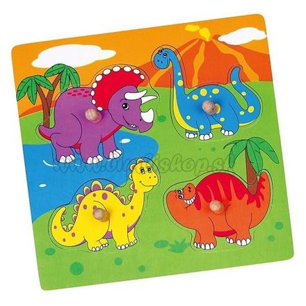 Drevené puzzle s úchytmi pre najmenších Viga Dino multicolor 