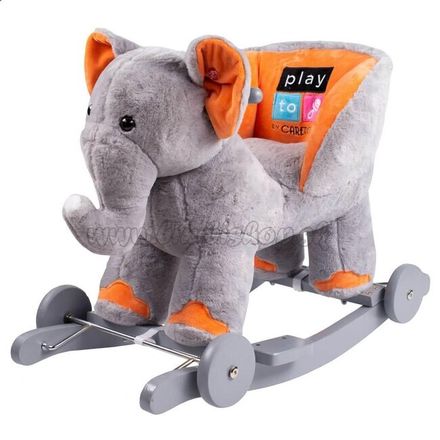 Hojdacia hračka s melódiou a kolieskami PlayTo sloník sivá 