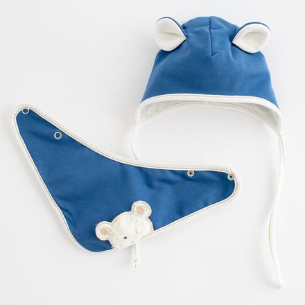 Jarná dojčenská čiapočka so šatkou na krk New Baby Sebastian modrá 56 (0-3m)