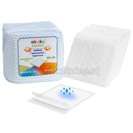 Jednorazové hygienické podložky Akuku 40x60 - 30 ks biela 