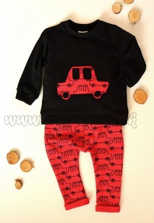K-Baby Sada triko/mikinka + tepláčky Army - čierna/červená, veľ. 74