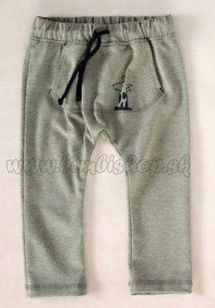 K-Baby Štýlové detské nohavice, tepláky s klokanim vreckom - šedé, veľ. 68