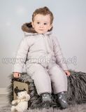 Kombinéza s kapucňou a kožušinkou Baby Nellys ®prošívaná, bez chodidiel - sivá, veľ. 80