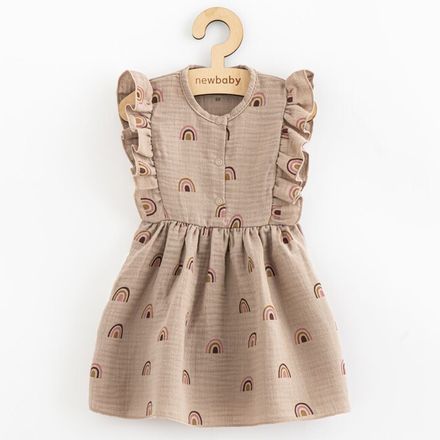 Letné dojčenské mušelínové šaty New Baby Rainbow hnedá 62 (3-6m)