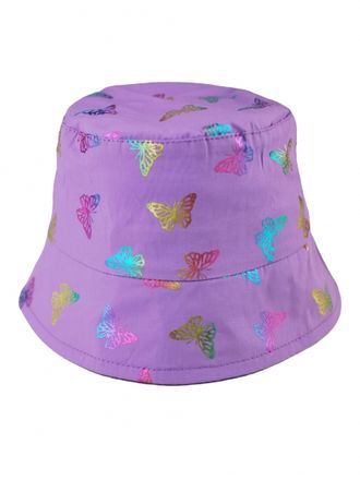Letný, jarný klobúčik Baby Nellys, Motýliky - lila, vel. 86/92, obvod: 46/50 cm