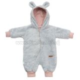Luxusný detský zimný overal New Baby Teddy bear šedo ružový sivá 62 (3-6m)