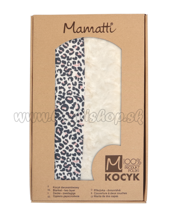 Mamatti Detská bavlněná deka s minky, Gepardík, 80 x 90cm, biela vzorovaná