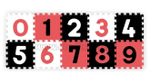 Penové puzzle - Čísla, 10ks, čierna / červená / biela