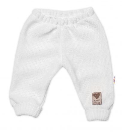 Pletené dojčenské nohavice Hand Made Baby Nellys, biele