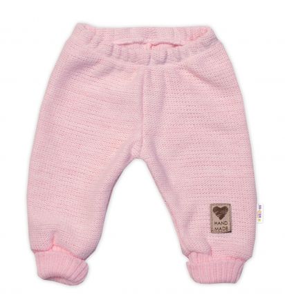Pletené dojčenské nohavice Hand Made Baby Nellys, ružové, veľ. 68/74