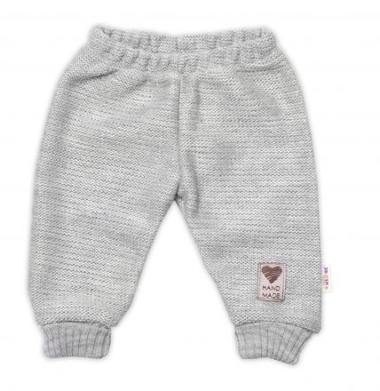 Pletené dojčenské nohavice Hand Made Baby Nellys, sivé, veľ. 80/86