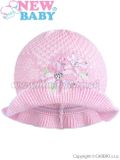 Pletený klobúčik New Baby ružovo-biely ružová 104 (3-4r)