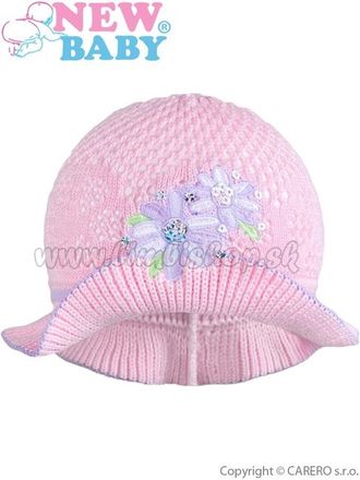 Pletený klobúčik New Baby ružovo-fialový ružová 104 (3-4r)