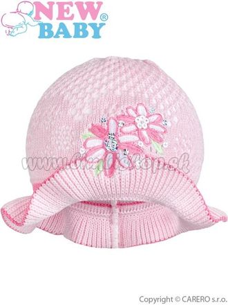 Pletený klobúčik New Baby ružovo-ružovy ružová 104 (3-4r)