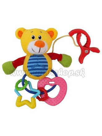 Plyšová hračka s chrastítkem Baby Mix medvěd Žltá 