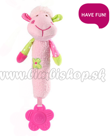 BabyOno Plyšová hračka s pískátkem a hryzátkom Sweet Lambie - ružová