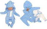 Sada do pôrodnice 5D, body, polodupačky, kabátik, čiapočka, rukavičky - modrá